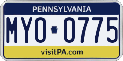 PA license plate MYO0775