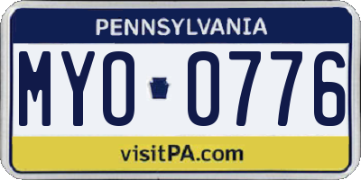 PA license plate MYO0776