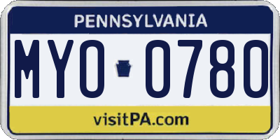 PA license plate MYO0780