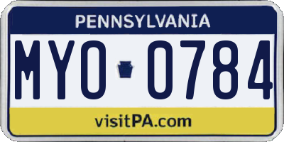 PA license plate MYO0784
