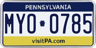 PA license plate MYO0785