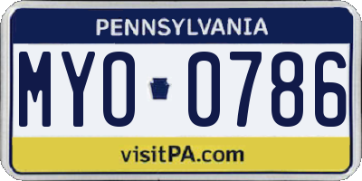 PA license plate MYO0786