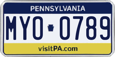 PA license plate MYO0789