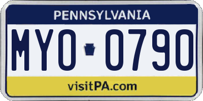 PA license plate MYO0790