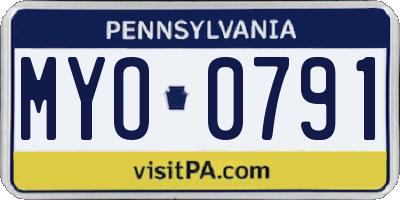 PA license plate MYO0791