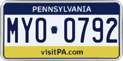 PA license plate MYO0792