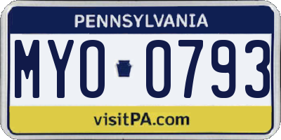 PA license plate MYO0793