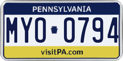 PA license plate MYO0794