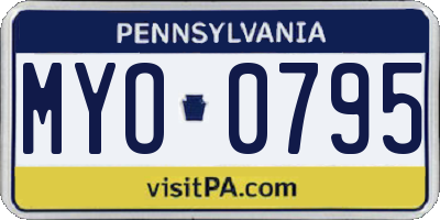 PA license plate MYO0795