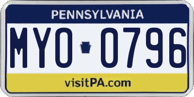 PA license plate MYO0796