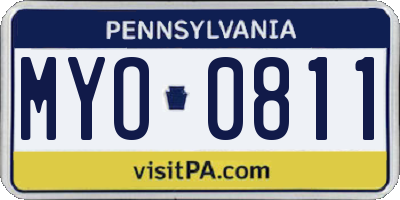 PA license plate MYO0811
