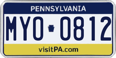 PA license plate MYO0812
