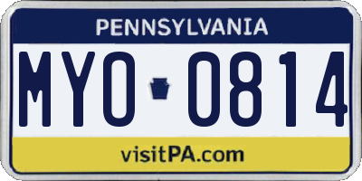 PA license plate MYO0814
