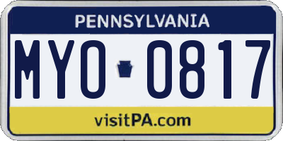 PA license plate MYO0817