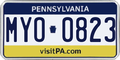 PA license plate MYO0823