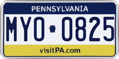 PA license plate MYO0825