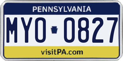 PA license plate MYO0827