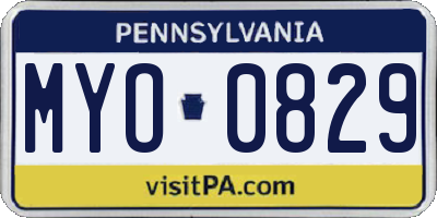 PA license plate MYO0829