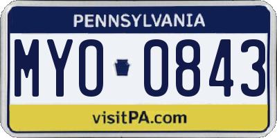 PA license plate MYO0843