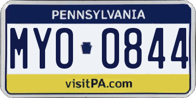 PA license plate MYO0844