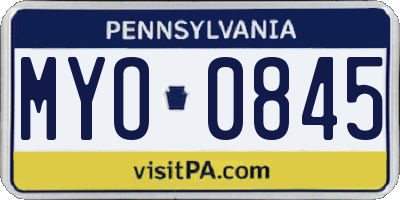 PA license plate MYO0845