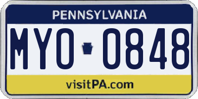 PA license plate MYO0848