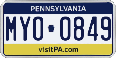 PA license plate MYO0849