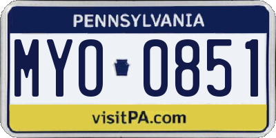 PA license plate MYO0851