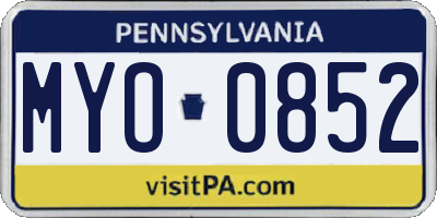 PA license plate MYO0852