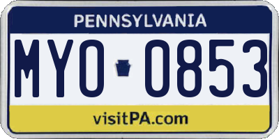 PA license plate MYO0853
