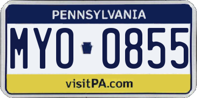 PA license plate MYO0855