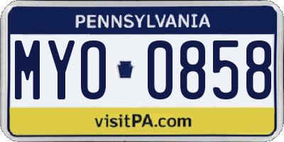 PA license plate MYO0858