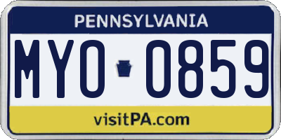 PA license plate MYO0859