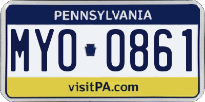 PA license plate MYO0861