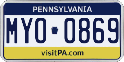 PA license plate MYO0869
