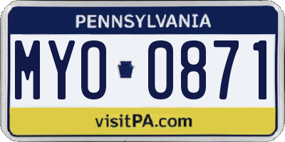 PA license plate MYO0871