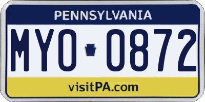 PA license plate MYO0872