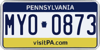 PA license plate MYO0873