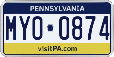 PA license plate MYO0874