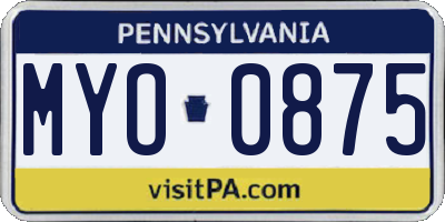PA license plate MYO0875