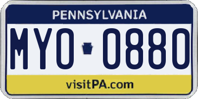 PA license plate MYO0880
