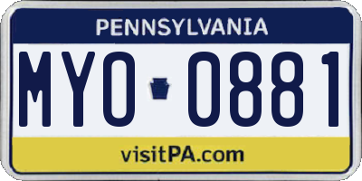 PA license plate MYO0881