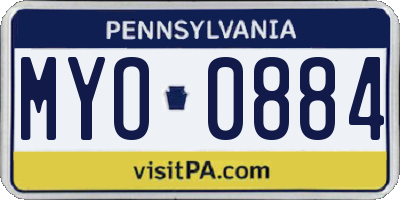 PA license plate MYO0884
