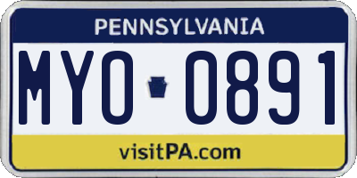 PA license plate MYO0891