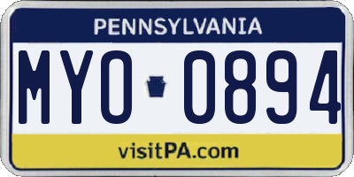 PA license plate MYO0894