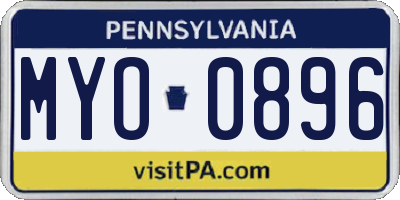 PA license plate MYO0896