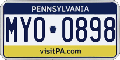 PA license plate MYO0898
