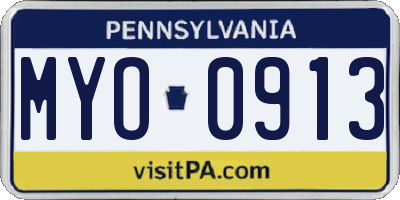 PA license plate MYO0913
