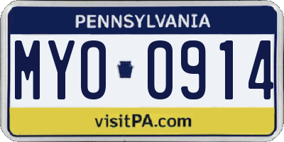 PA license plate MYO0914
