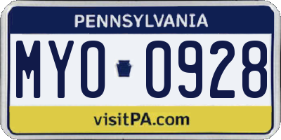 PA license plate MYO0928